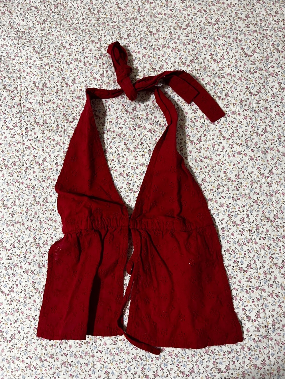 Edikted Red Eyelet halter top with tie back. Small